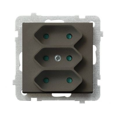 SONATA Gniazdo potrójne EURO z przesłonami torów prądowych kolor czekoladowy metalik GP-3RP/m/40 OSPEL (GP-3RP/m/40)