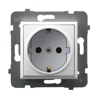 ARIA Gniazdo pojedyncze z uziemieniem schuko kolor biały GP-1US/m/00 OSPEL (GP-1US/m/00)