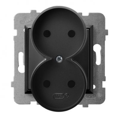 ARIA Gniazdo podwójne moduł bez ramki kolor czarny metalik GP-2UR/m/33 OSPEL (GP-2UR/m/33)