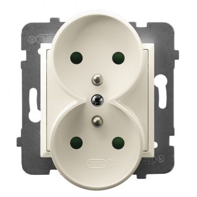 ARIA Gniazdo podwójne z uziemieniem z przesłonami torów prądowych moduł bez ramki kolor ecru GP-2URZP/m/27 OSPEL (GP-2URZP/m/27)