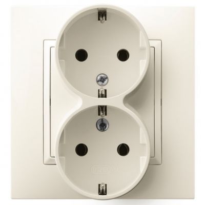 ARIA Gniazdo podwójne z uziemieniem schuko kompletne z ramką kolor ecru GP-2US/27 OSPEL (GP-2US/27)