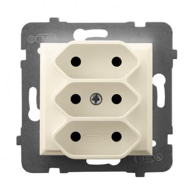 ARIA Gniazdo potrójne EURO kolor ecru GP-3U/m/27 OSPEL (GP-3U/m/27)