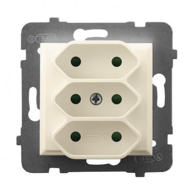 ARIA Gniazdo potrójne EURO z przesłonami torów prądowych kolor ecru GP-3UP/m/27 OSPEL (GP-3UP/m/27)