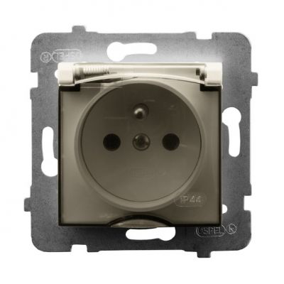 ARIA Gniazdo bryzgoszczelne z uziemieniem IP44 klapka przezroczysta kolor ecru GPH-1UZ/m/27/d OSPEL (GPH-1UZ/m/27/d)