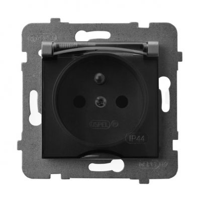 ARIA Gniazdo bryzgoszczelne z uziemieniem IP44 klapka przezroczysta kolor szary mat GPH-1UZ/m/70/d OSPEL (GPH-1UZ/m/70/d)