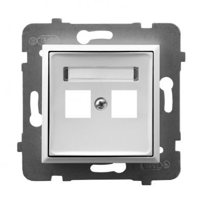 ARIA Pokrywa gniazda podwójnego teleinformatycznego prosta kolor biały GPK-2U/p/00 OSPEL (GPK-2U/p/00)