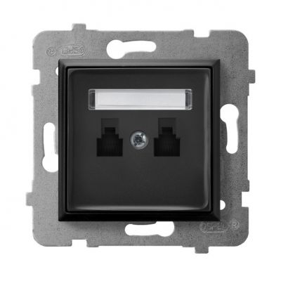 ARIA Gniazdo telefoniczne podwójne równoległe kolor czarny metalik GPT-2UR/m/33 OSPEL (GPT-2UR/m/33)