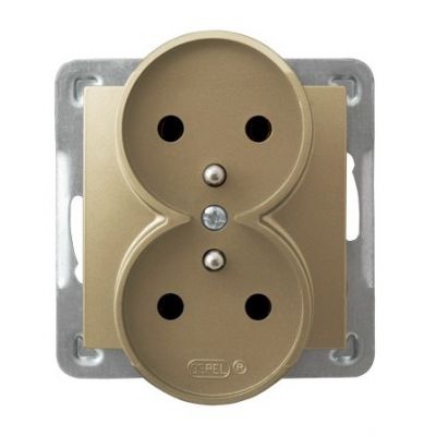 IMPRESJA Gniazdo podwójne z uziemieniem moduł bez ramki kolor złoty metalik GP-2YRAZ/m/28 OSPEL (GP-2YRAZ/m/28)