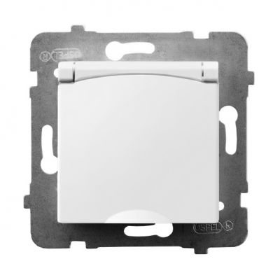 ARIA Gniazdo bryzgoszczelne z uziemieniem IP44 klapka w kolorze wyrobu kolor biały GPH-1UZ/m/00/w OSPEL (GPH-1UZ/m/00/w)