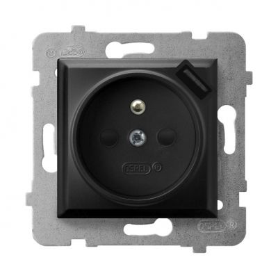 ARIA Gniazdo pojedyncze z uziemieniem z przesłonami torów prądowych z ładowarką USB kolor czarny metalik GP-1UZPUSB/m/33 OSPEL (GP-1UZPUSB/m/33)
