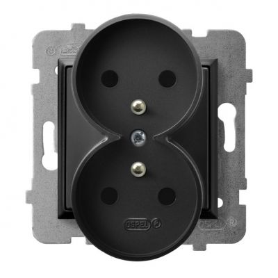 ARIA Gniazdo podwójne z uziemieniem moduł bez ramki kolor czarny metalik GP-2URAZ/m/33 OSPEL (GP-2URAZ/m/33)