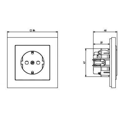 SONATA Gniazdo pojedyncze z uziemieniem schuko kolor kaszmir GP-1RS/m/82 OSPEL (GP-1RS/m/82)