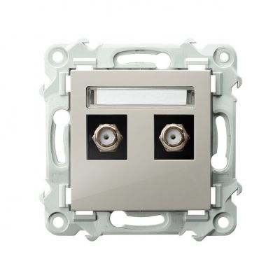 SZAFIR Gniazdo antenowe typu F podwójne kaszmirowy beż GPA-2ZF/m/83 OSPEL (GPA-2ZF/m/83)