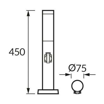Oprawa ogrodowa słupek z gniazdem TUBER E27 czarny IDEUS (04850)