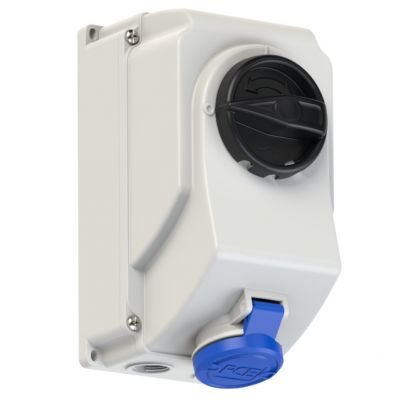 GNIAZDO Z WYŁĄCZNIKIEM 0-1 DUŻE BLOKADA MECHANICZNA 16A 230V 2P+Z IP44 7513-6 PCE (7513-6)