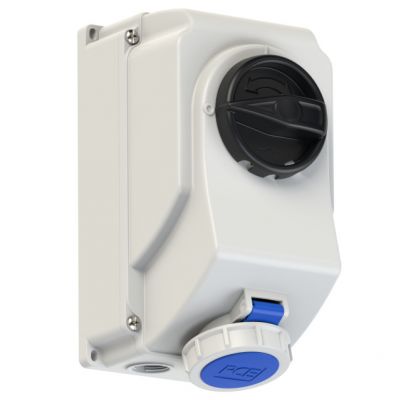 GNIAZDO Z WYŁĄCZNIKIEM 0-1 DUŻE BLOKADA MECHANICZNA 16A 230V 2P+Z IP44 75132-6 PCE (75132-6)