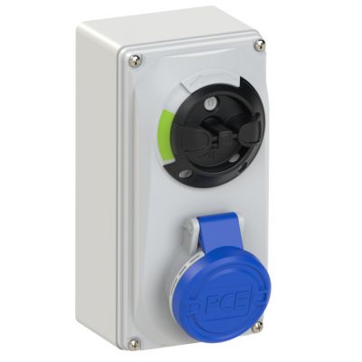 GNIAZDO Z WYŁĄCZNIKIEM 0-1 MAŁE BLOKADA MECHANICZNA 16A 230V 2P+Z IP44 6113-6 PCE (6113-6)