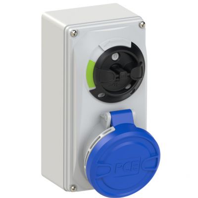 GNIAZDO Z WYŁĄCZNIKIEM 0-1 MAŁE BLOKADA MECHANICZNA 32A 230V 2P+Z IP44 6123-6 PCE (6123-6)
