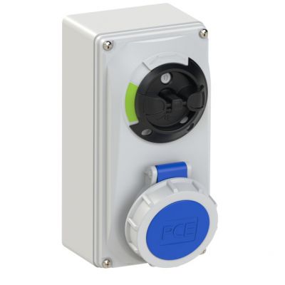 GNIAZDO Z WYŁĄCZNIKIEM 0-1 MAŁE BLOKADA MECHANICZNA 16A 230V 2P+Z IP67 61132-6 PCE (61132-6)