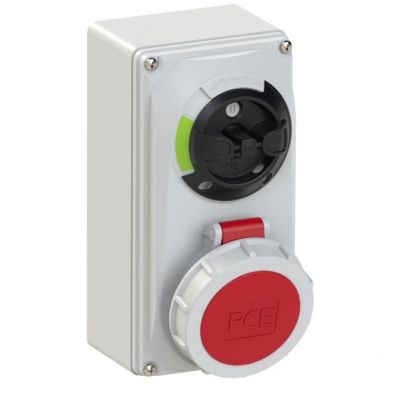 GNIAZDO Z WYŁĄCZNIKIEM 0-1 MAŁE BLOKADA MECHANICZNA 16A 400V 3P+Z IP67 61142-6 PCE (61142-6)
