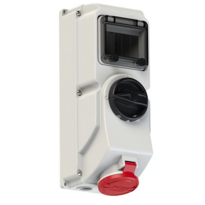 GNIAZDO Z WYŁĄCZNIKIEM 0-1, BLOKADĄ MECHANICZNĄ I SZYNĄ DIN TH35 16A 400V 3P+Z+N IP44 7615-6 PCE (7615-6)