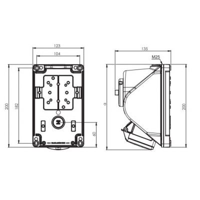GNIAZDO Z WYŁĄCZNIKIEM / COMBO-POL/ 16A 400V 3P+Z+N, wył. L-O-P 960615401W PCE (960615401W)