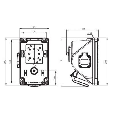 GNIAZDO Z WYŁĄCZNIKIEM COMBO-POL 16A 400V 3P+Z+N, gniazdo 230V, wył. L-O-P 960615411W PCE (960615411W)