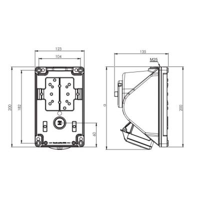 GNIAZDO Z WYŁĄCZNIKIEM COMBO-POL 32A 400V 3P+Z, wył. 0-1 96062440W PCE (96062440W)