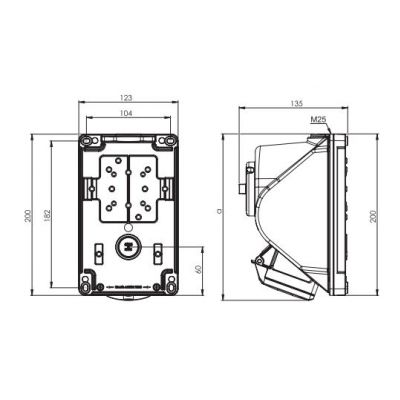 GNIAZDO Z WYŁĄCZNIKIEM / COMBO-POL/ 32A 400V 3P+Z, wył. L-O-P 960624401W PCE (960624401W)