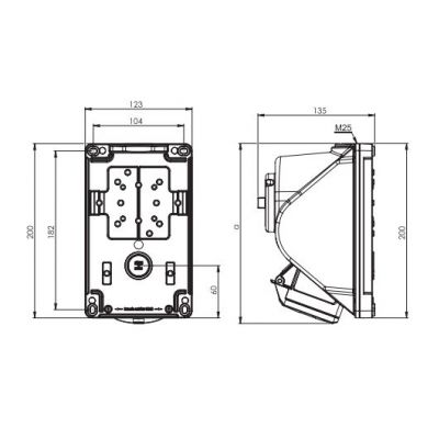 GNIAZDO Z WYŁĄCZNIKIEM / COMBO-POL/ 32A 400V 3P+Z+N, wył. L-O-P 960625401W PCE (960625401W)