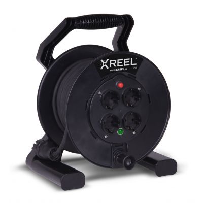PRZEDŁUŻACZ ZWIJANY JEDNOFAZOWY TYP „XREEL” - WYJŚCIE 4xGS Z TER. 40 mb H05RR-F 3x1,5 (OW) wtyczka gumowa 16A IP20 IP20 PCE (92501T48173)