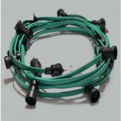 LS01 - ŁAŃCUCH ŚWIETLNY 10/16A 250V 600W 10M 15 OPRAW E-27+ USZCZELKI Z HACZYKIEM Bez żarówek LS01 PCE (LS01)
