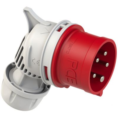 WTYCZKA KĄTOWA ZE ZWROTNICĄ FAZ 32A 3P+Z+N 400V 50/60Hz 6h IP44 PCE (7425-6)
