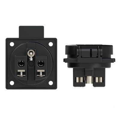 Gniazdo wtyczkowe tablicowe 230V z bolcem czarne IP54 fran./belg. P-NOVA+ (1040-0s)