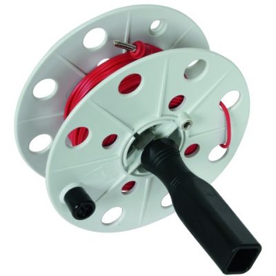 Bęben na przewód pomiarowy szer. 40 mm, przewód czerwony 25 m, tworzywo kolor szary (585310)