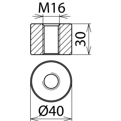 Element przyłączeniowy, forma B, gwint M16 (336025)