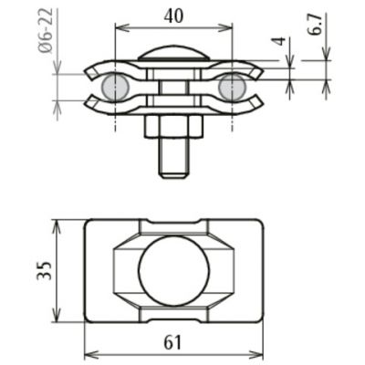 Zacisk równoległy do prętów zbrojenia 6-22 mm/6-22 mm, 1xM10, St/tZn (306122)