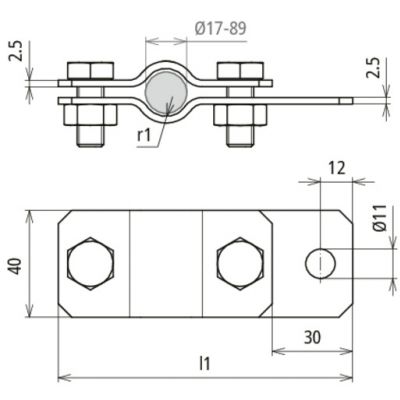 Obejma uziemiająca do rur 1 1/4", stal nierdzewna NIRO (410349)
