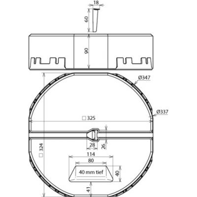 Podstawa betonowa z klinem i podkładką PVC, B55, 17 kg, fi 337 mm, do iglic fi 16 mm (102340)