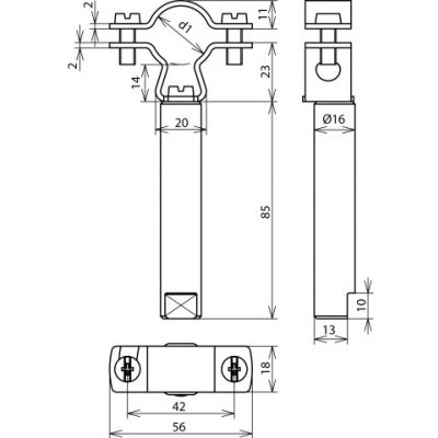 Wspornik do HVI fi 20-23 mm, fi 16 mm, dł. 85 mm, stal nierdzewna NIRO (253279)