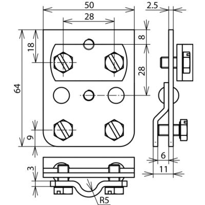Zacisk krawędziowy zakres 0,7-5 mm, Cu (251027)