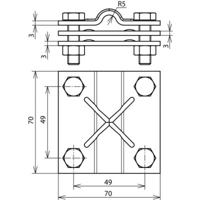Zacisk krzyżowy z przekładką, St/tZn (321045)