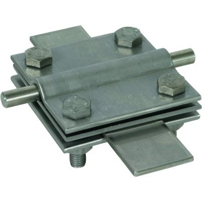 Zacisk krzyżowy z przekładką do drutu 2x7-10 mm i płask. 40 mm, stal nierdzewna NIRO (319229)