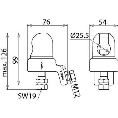 Zacisk kołpakowy zwykły, 25-150 mm2, fi 25 mm, złącze 6-kątne (772340)