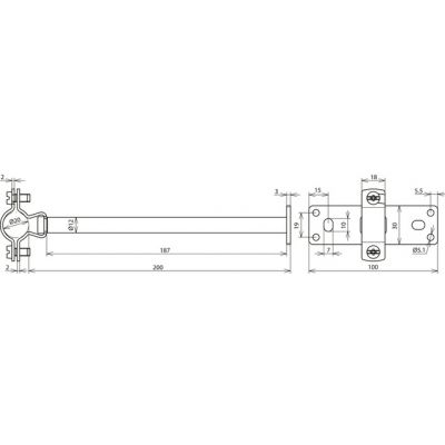 Wspornik do zwodu HVI 20 mm do strefy Ex 2, wys. 200 mm, stal nierdz. NIRO (275441)