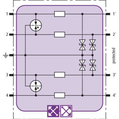 Moduł do ogranicznika przepięć BLITZDUCTOR XT, do pętli prądowych 0-20 mA, 4-20 mA, ochrona 2 par (920324)