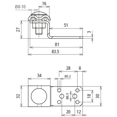 Łącznik Z z podwójnym zaciskiem do drutu fi 8-10 mm, Al (377200)