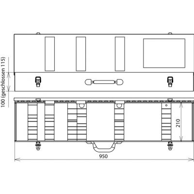 Kufer z blachy stalowej 950x210x100 mm (767701)