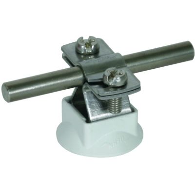Wspornik DEHNhold do drutu 8-10 mm, z gwintem wewn. M8, podkładka PVC szara, stal nierdzewna NIRO (274150)