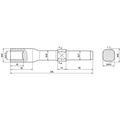 Głowica do młota udarowego Wacker EH BH BHF do uziomów rurowych fi 25 mm, dł. 246 mm, stal (648005)